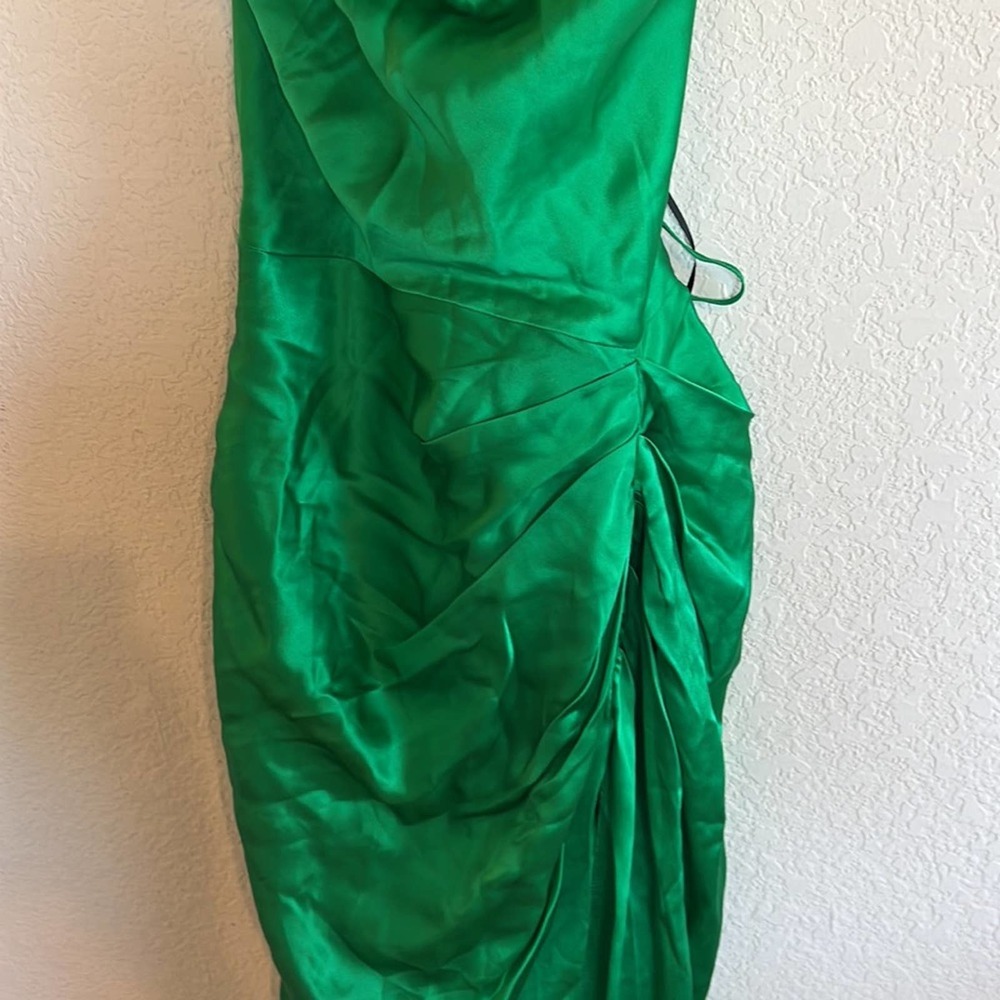 Amanda Uprichard Jasalina 100% silk midi Dress in Jungle green - Picture 6 of 12